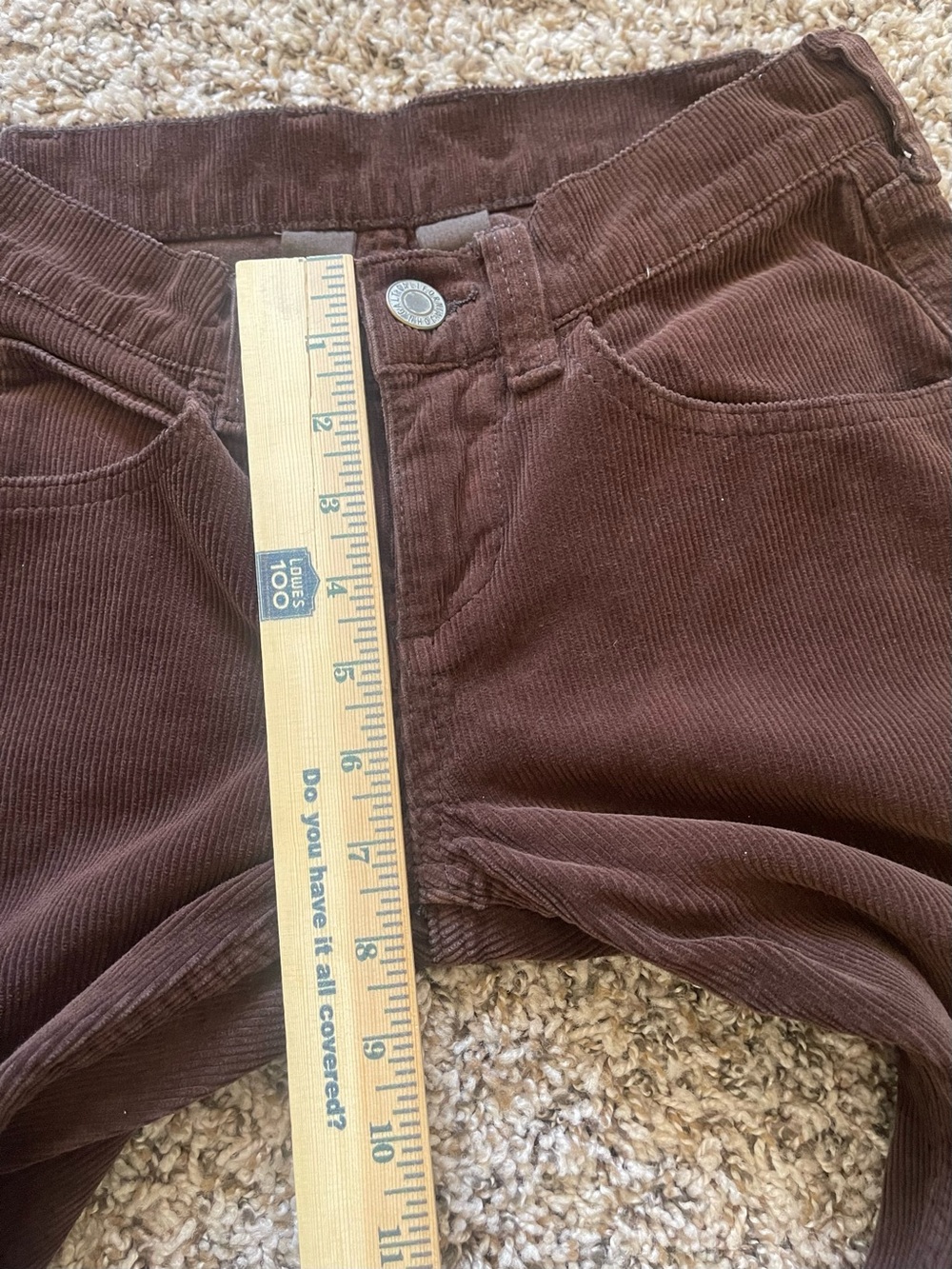 J Galt Brandy Melville Shanghai Brown Corduroy Pants Womens S Mid Rise Flare Y2K - Picture 6 of 10